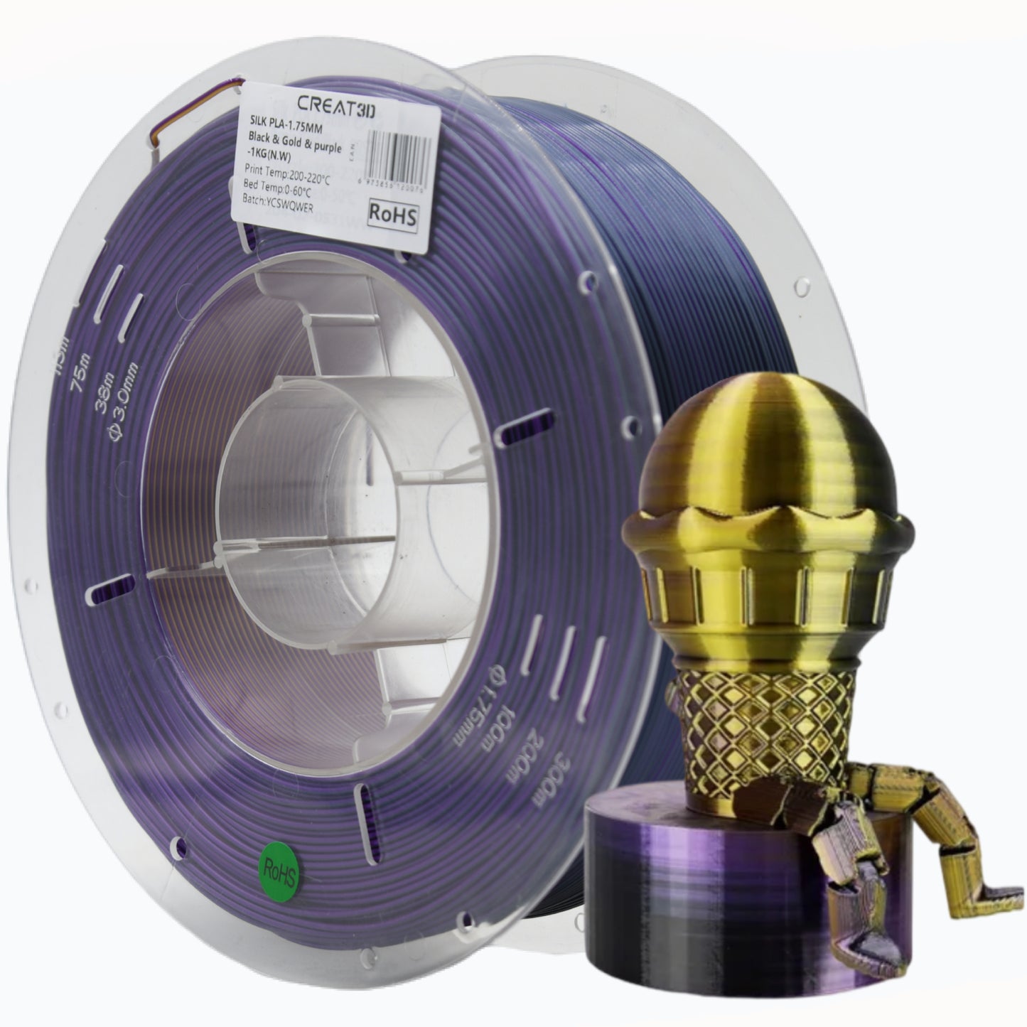 PLA Silk - Black & Gold & Purple