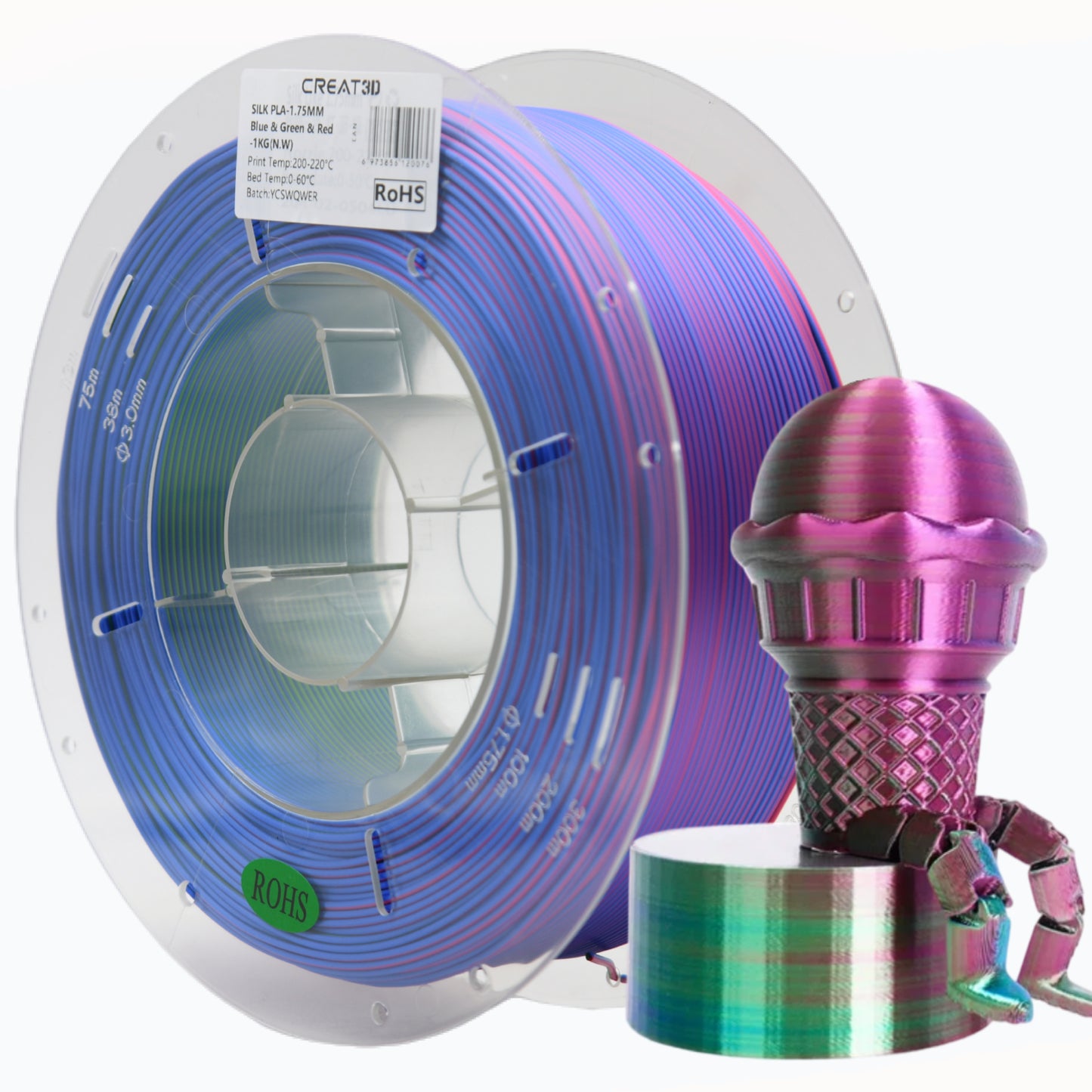 PLA Silk - Blue & Green & Red